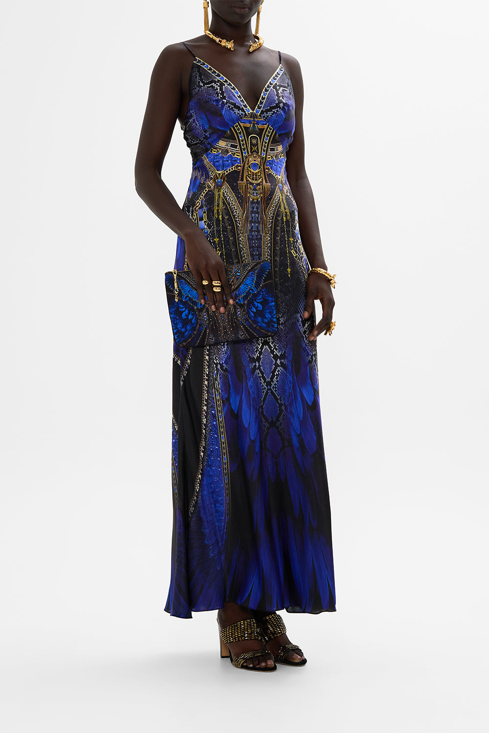 CAMILLA Small Canvas Clutch in Other Side of The Oasis print. 