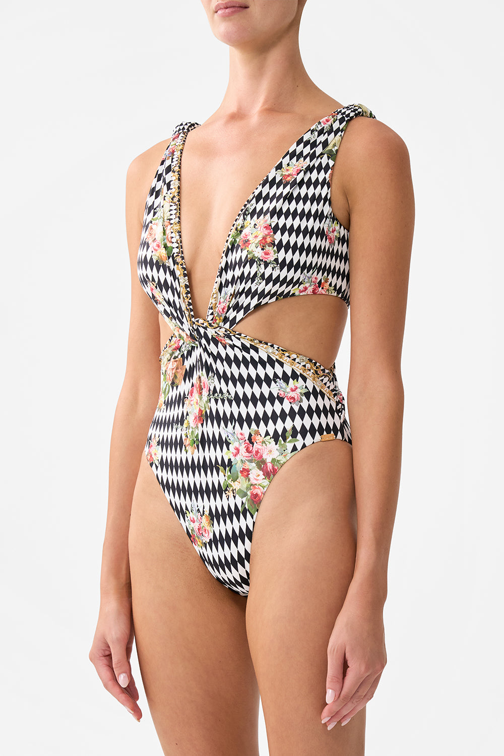 The CAMILLA TWIST FRONT CUT OUT ONE PIECE ROCOCO GLOW