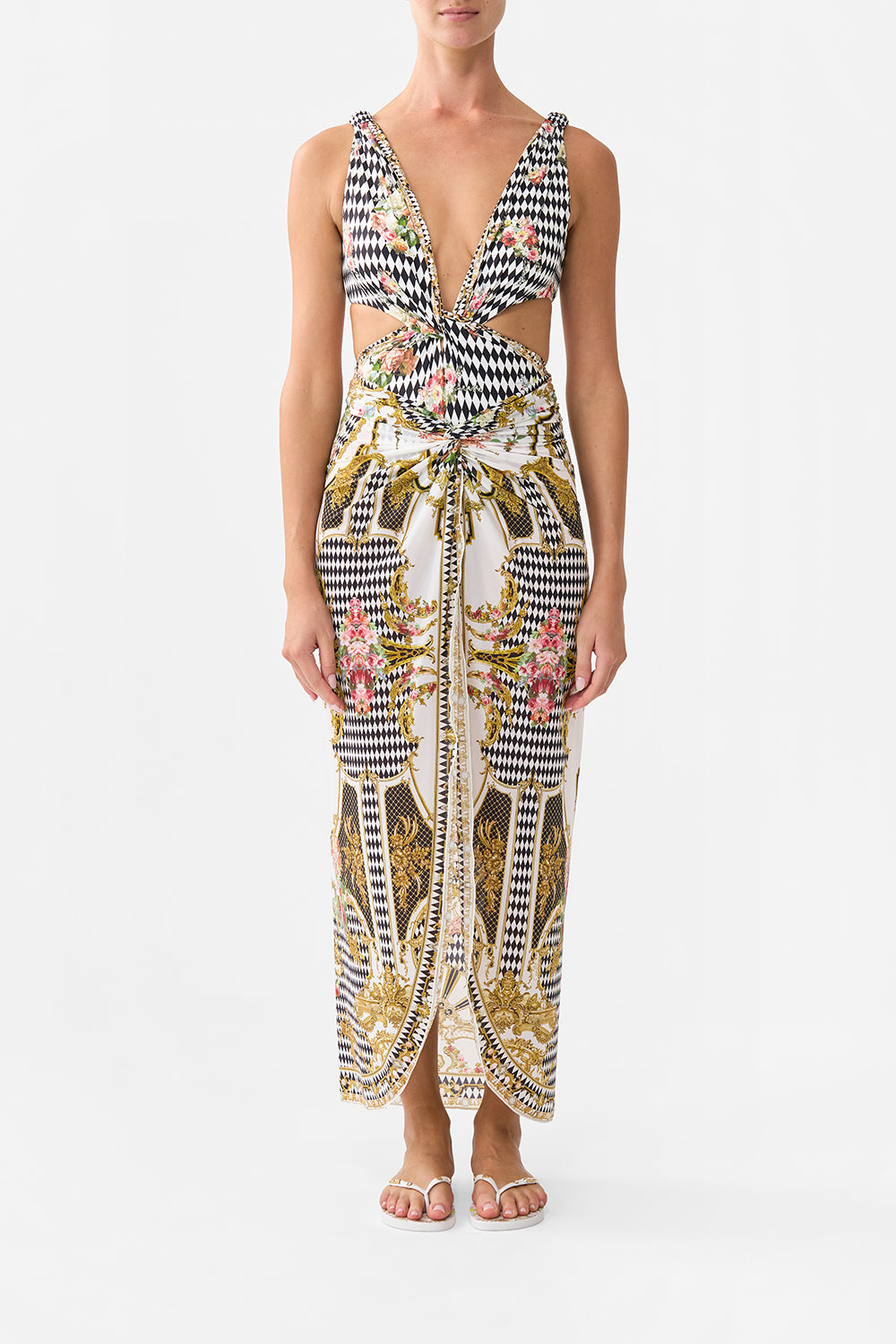 The CAMILLA TWIST FRONT CUT OUT ONE PIECE ROCOCO GLOW