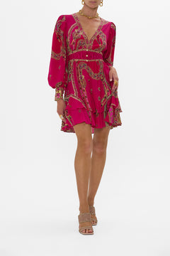 CAMILLA Button Front Frill Dress in Kissed By A Cobra print