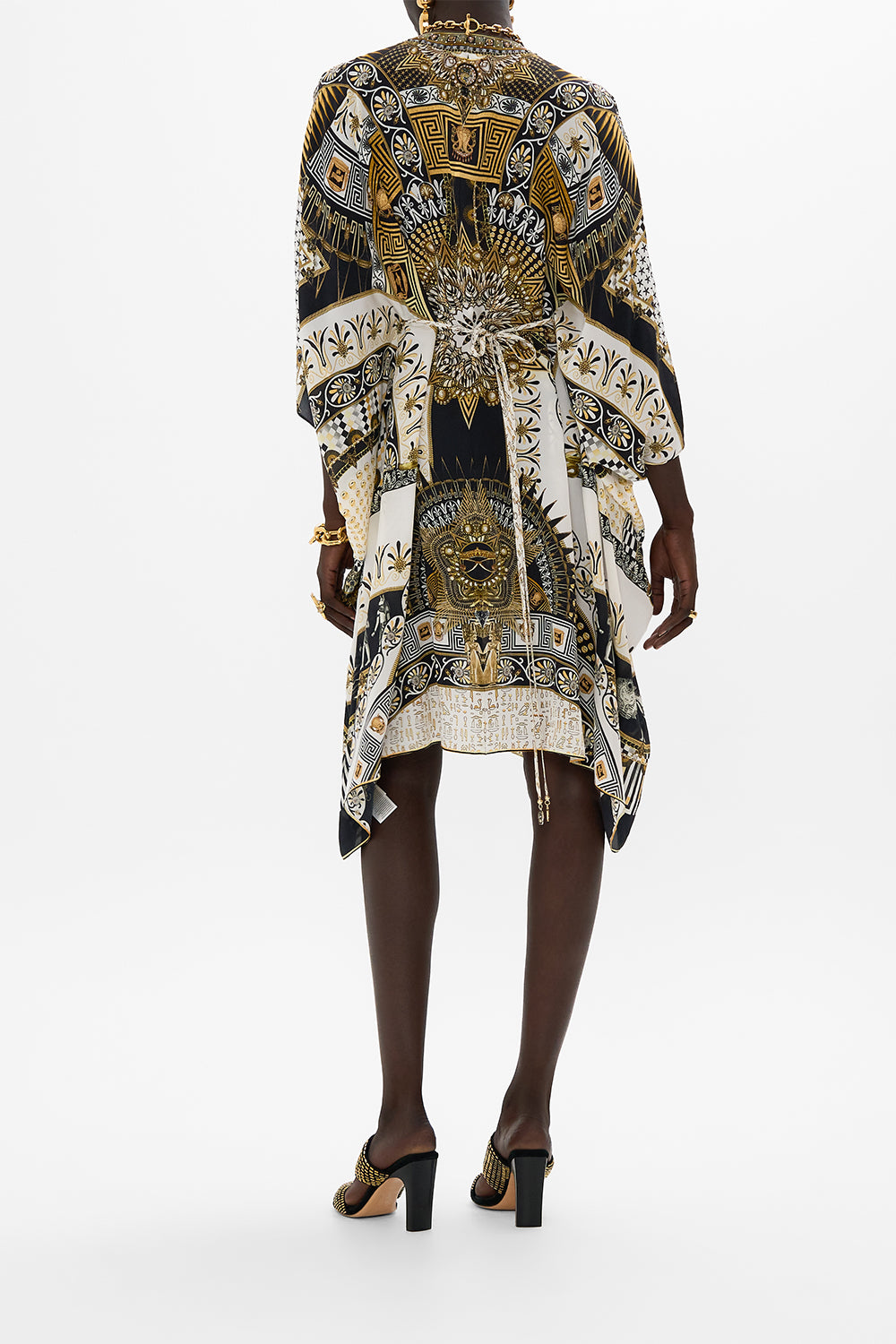 CAMILLA Short Kaftan With Hardware in Temples of Dendara Print.