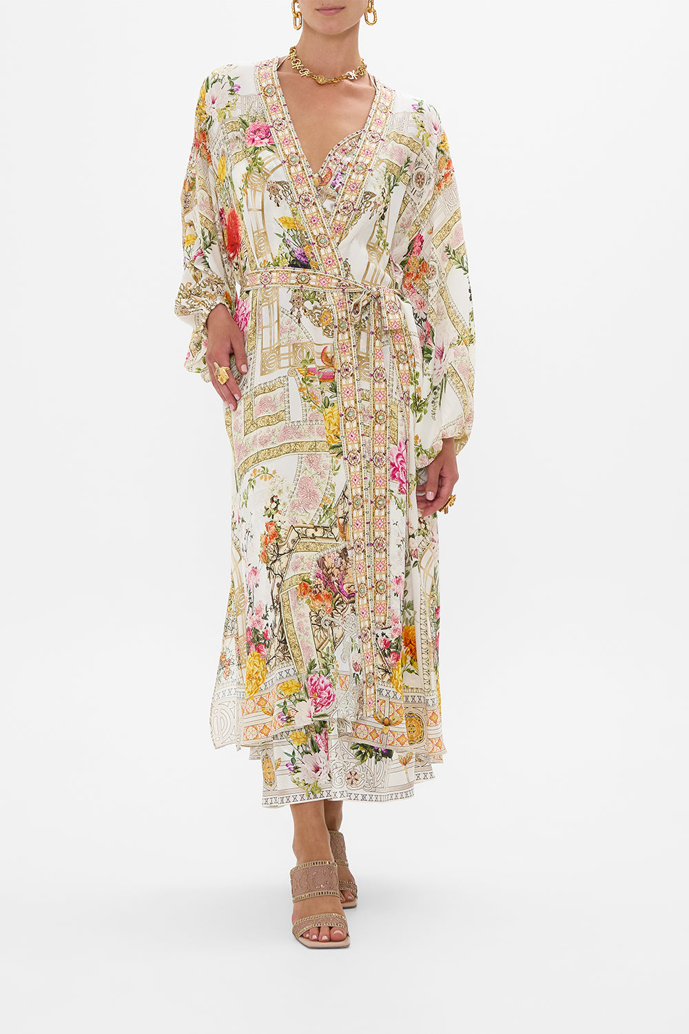 CAMILLA Blouson Sleeve Layer in Egyptian Rose print