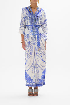 CAMILLA Button Through Scarf Blouse in Dancing with Daylight Print.