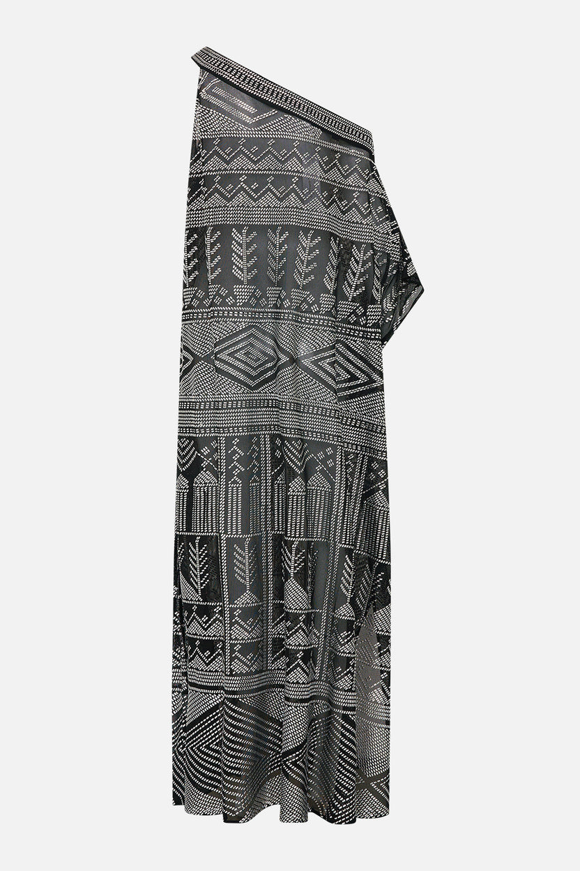 ONE SHOULDER KAFTAN WITH NECKBAND NIGHT FLIGHT