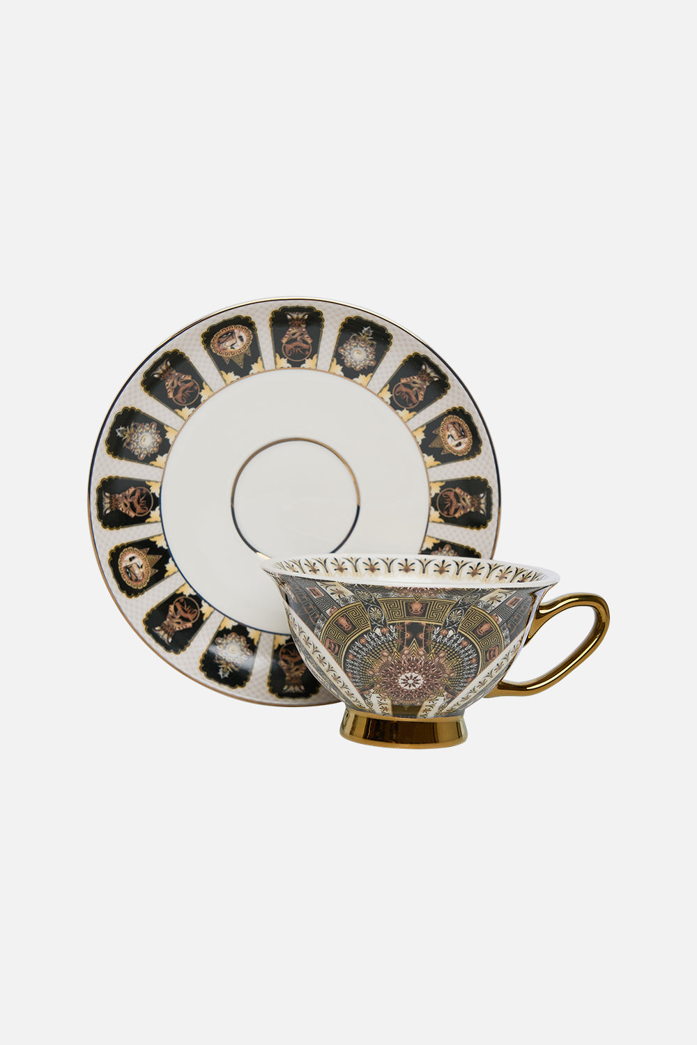 CAMILLA Tea Cup and Saucer Set in Temples of Dendera Print