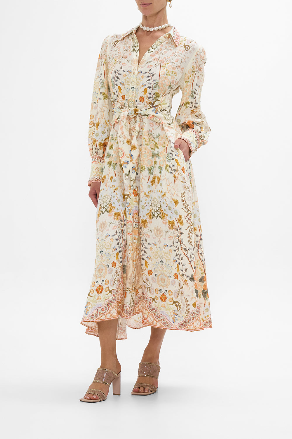 CAMILLA Waist Tie Shirt Dress in Honour of Heirlooms print