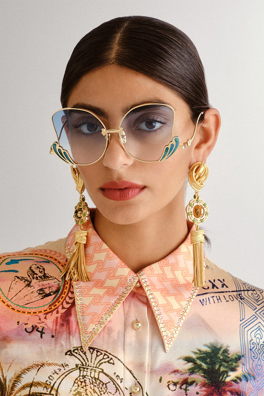 CAMILLA Sunglasses in Goddess Energy print.