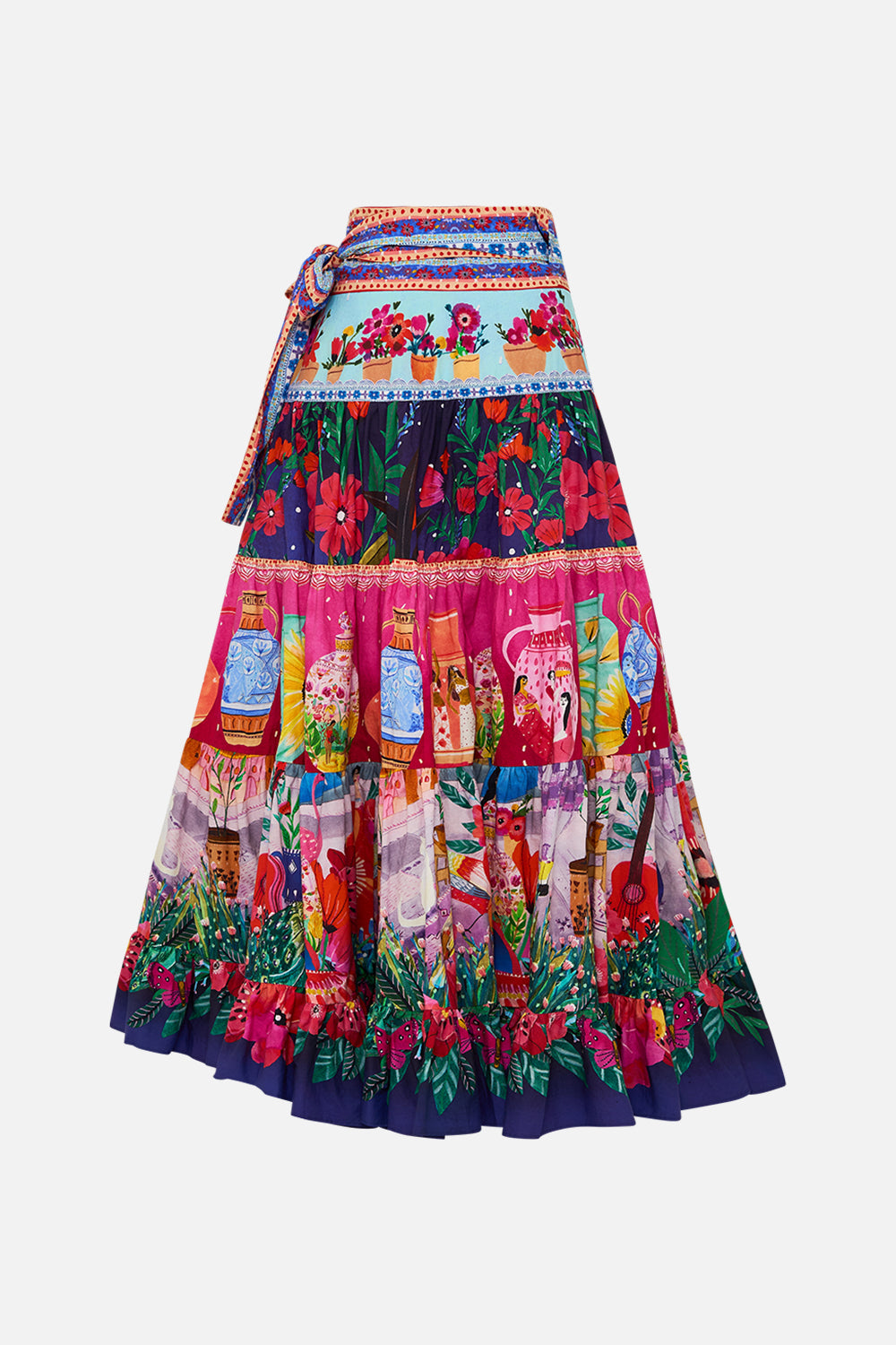 CAMILLA Wrap Skirt With Gathered Panels in Queens of Creation print.  