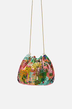 DRAWSTRING POUCH WITH CHAIN STRAP SISTER SUNSET