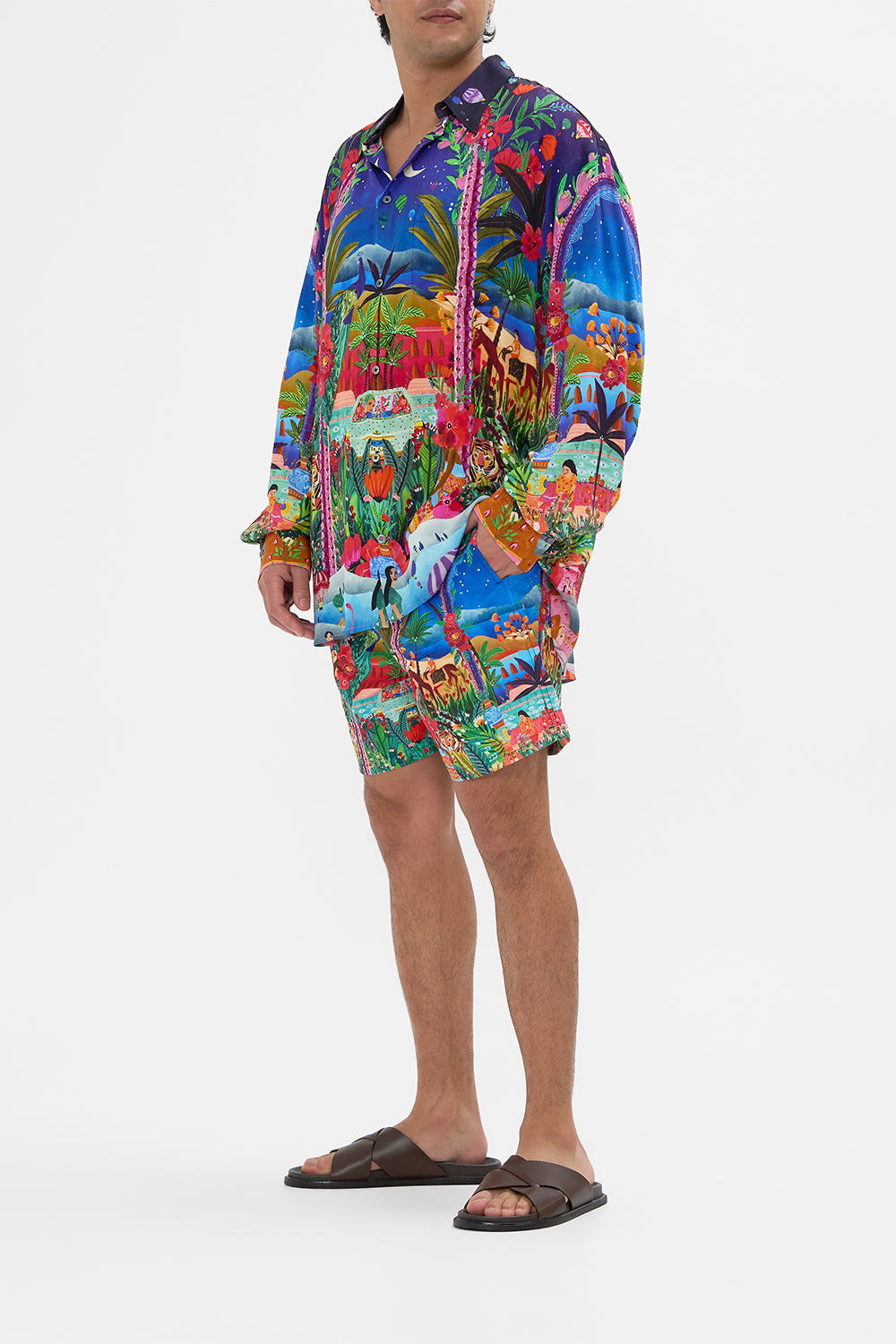 CAMILLA Oversized Shirt in Midnight Muses print. 