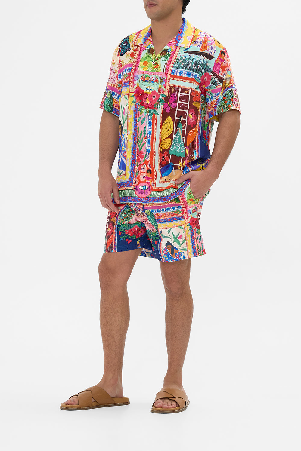 Hotel Franks By CAMILLA Short Sleeve Camp Collared Shirt in Roeqiyas Realm print. 