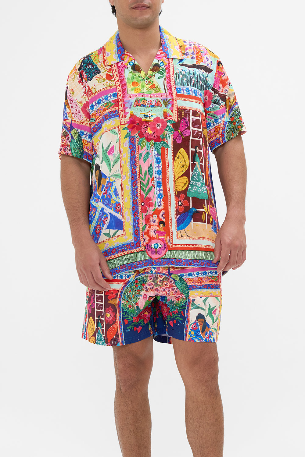 Hotel Franks By CAMILLA Short Sleeve Camp Collared Shirt in Roeqiyas Realm print. 