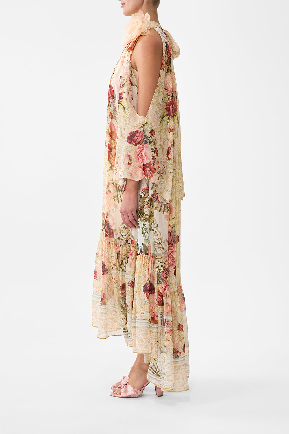 The CAMILLA Cold Shoulder Long Dress in our Meet Me At The Majestic print.