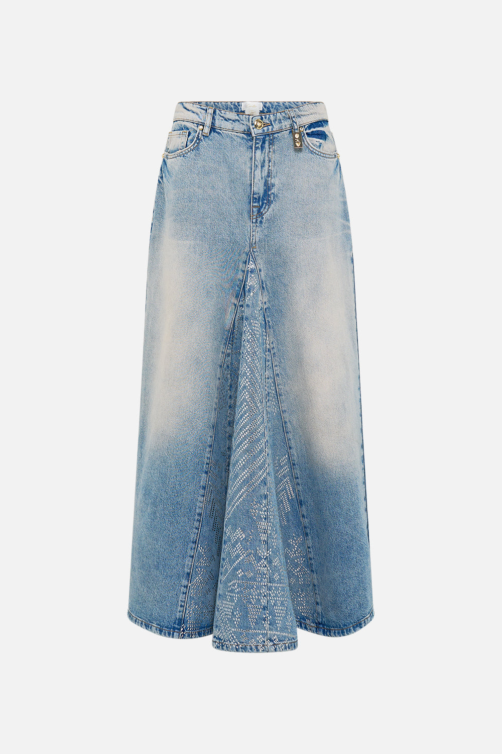 The CAMILLA ALIKA OASIS ODYSSEY A-LINE MAXI SKIRT DENIMDENIM