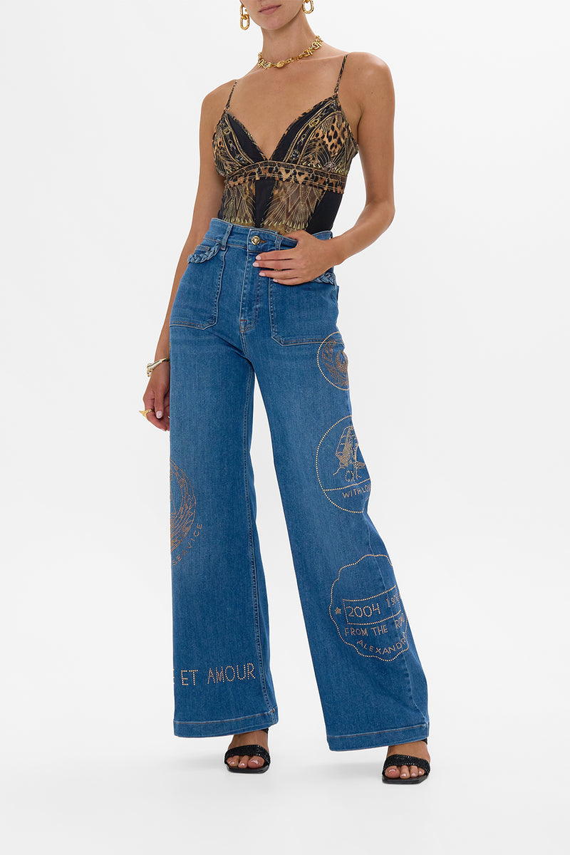 The Denim Denim Jenna Soul Seeker High Rise Flare Jean With Braided ...
