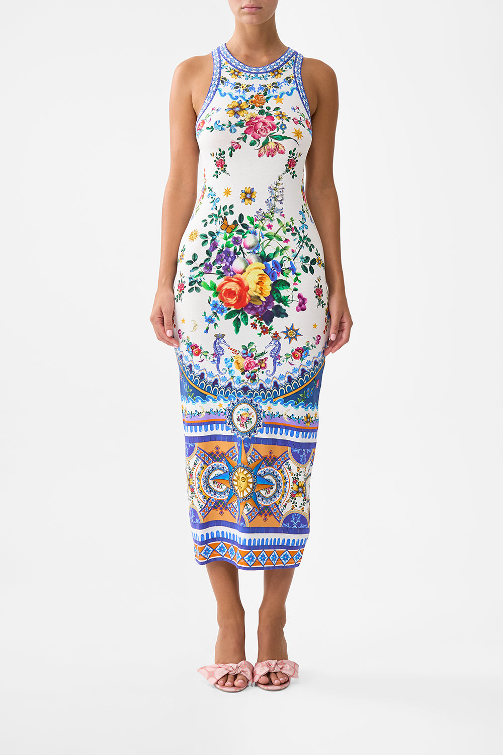 The CAMILLA Jersey Tank Dress in our Tiles Darls print.