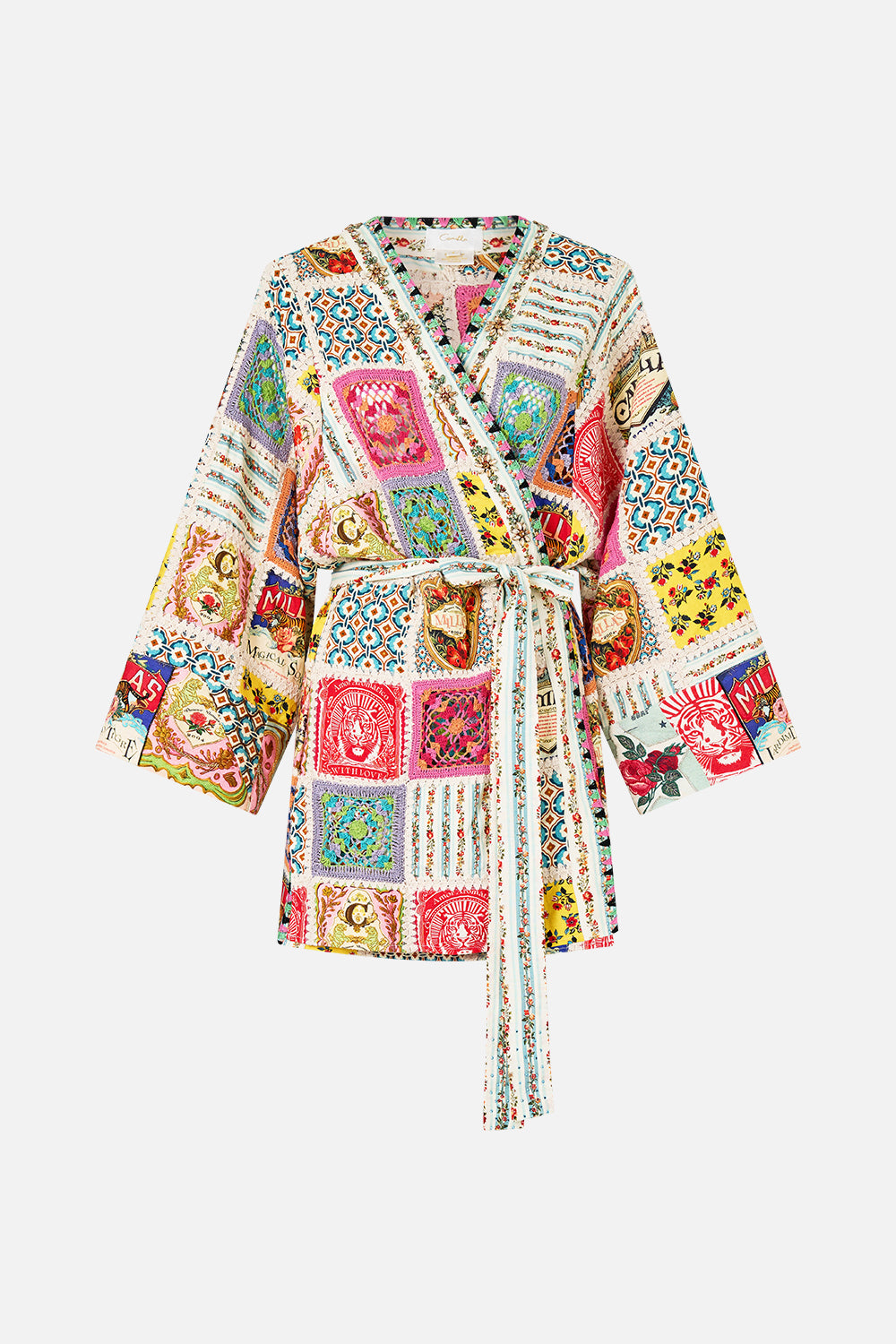 The CAMILLA Short Kimono Wrap in our Aromatic Tiger Flower print.