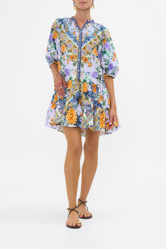 The CAMILLA Puff Sleeve Shirt Dress in our Luscious In Lisbon print.