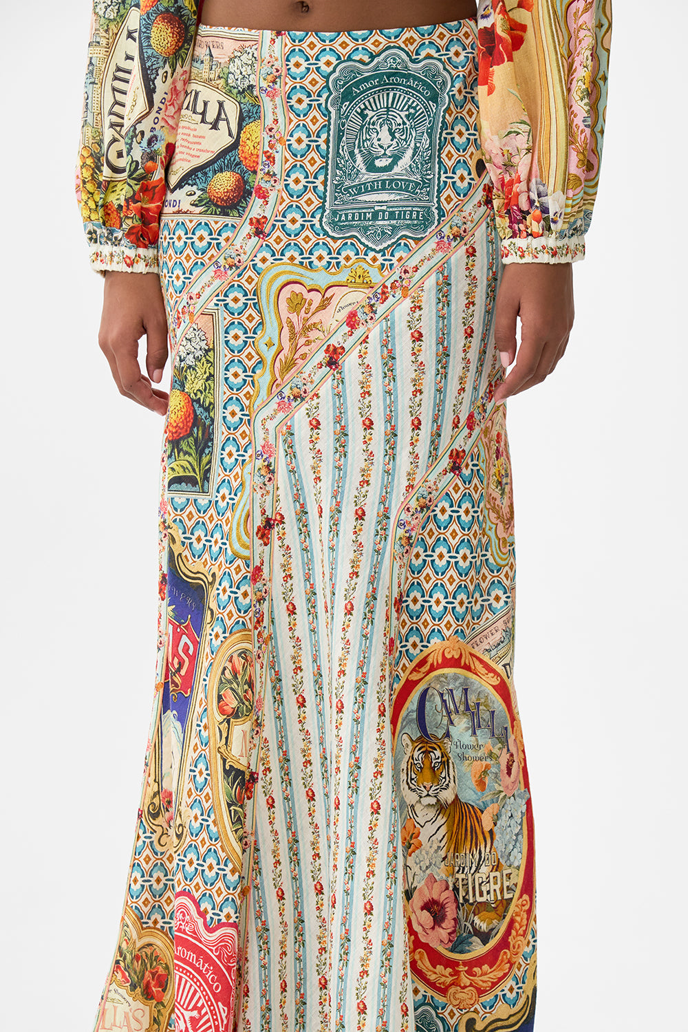 The CAMILLA Mermaid Maxi Skirt in our Soap Opera print.