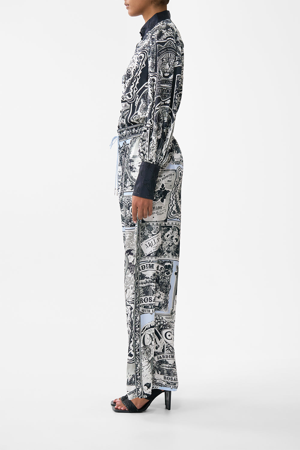 The CAMILLA Blouson Sleeve Blouse With Button Collar in our Perfumed In Porto print.