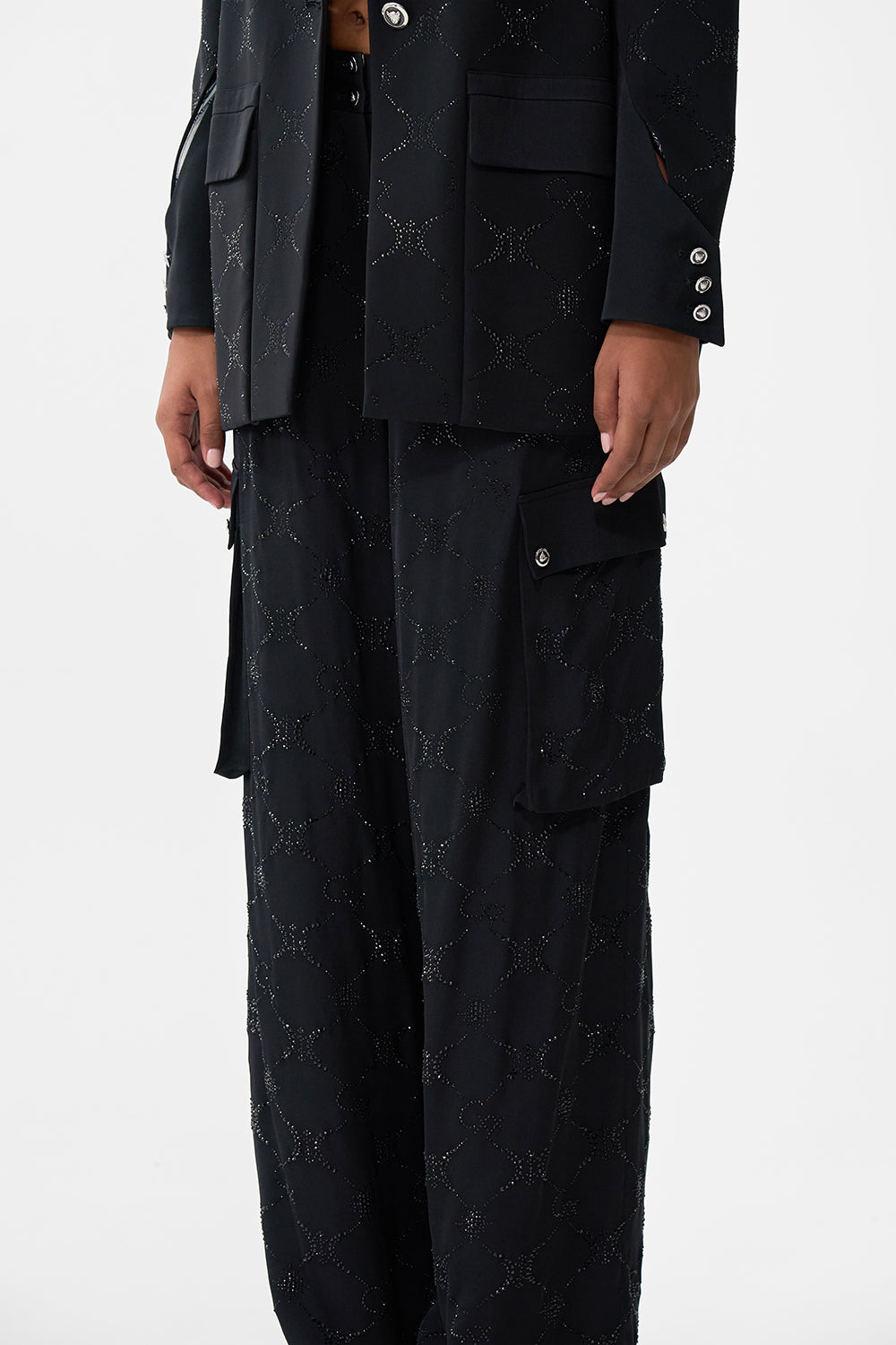 The CAMILLA Wide Leg Utility Pants in our Solid Black print.