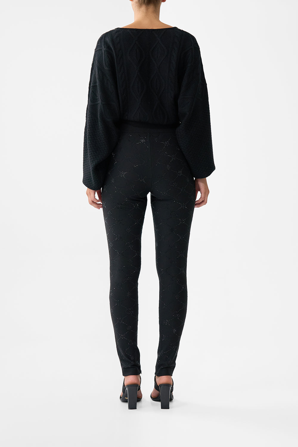 The CAMILLA Button Embellished Ponte Pant in our Solid Black print.