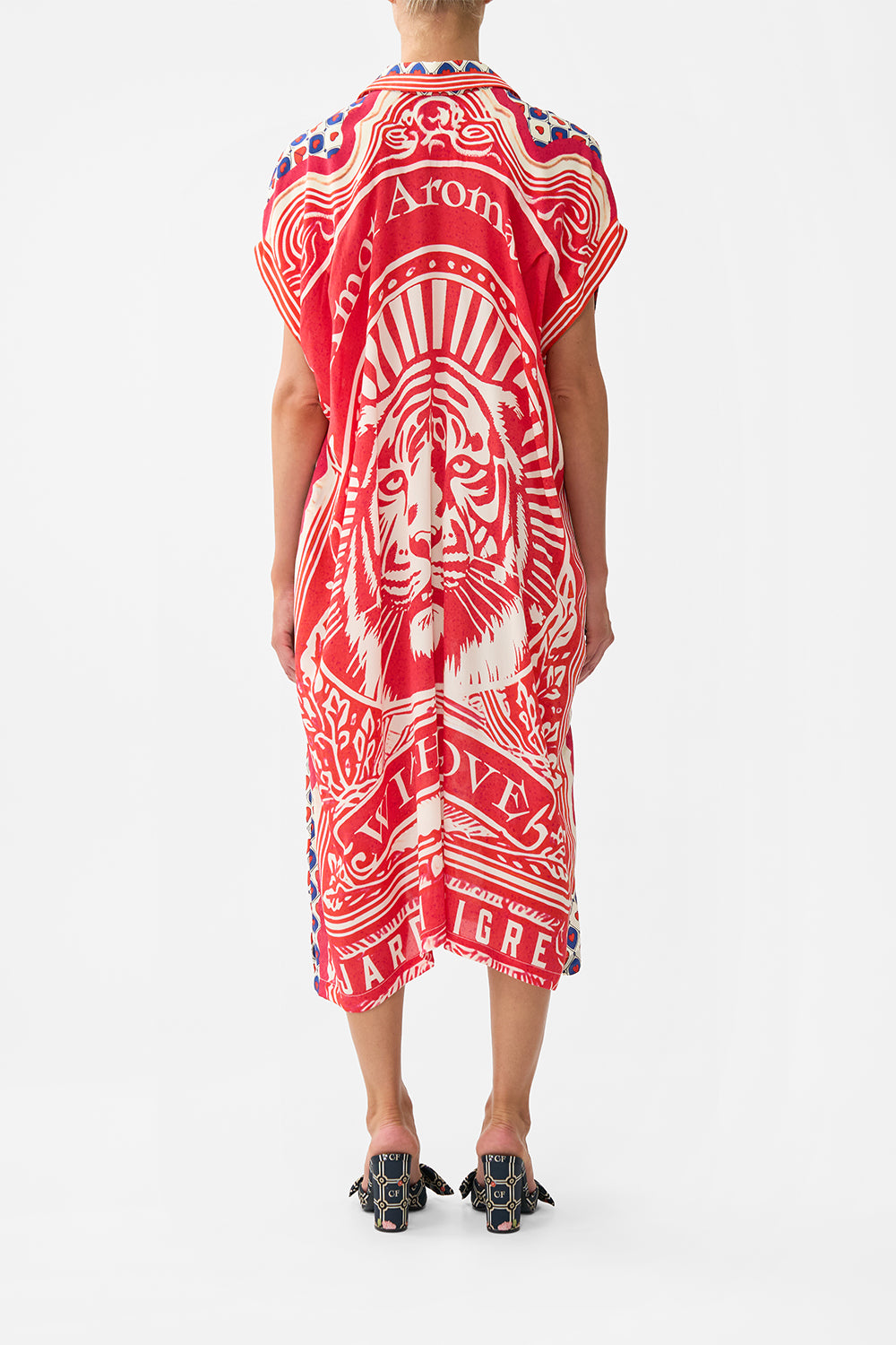 The CAMILLA Sleeveless Shirtdress in our Rinse & Roar print.