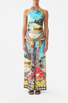 The CAMILLA Cowl Neck Halter Top in our Bathing Bombshell print.