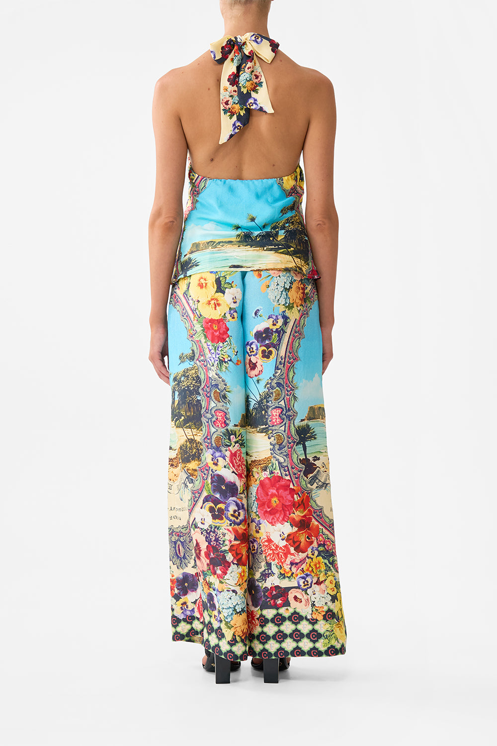 The CAMILLA Cowl Neck Halter Top in our Bathing Bombshell print.