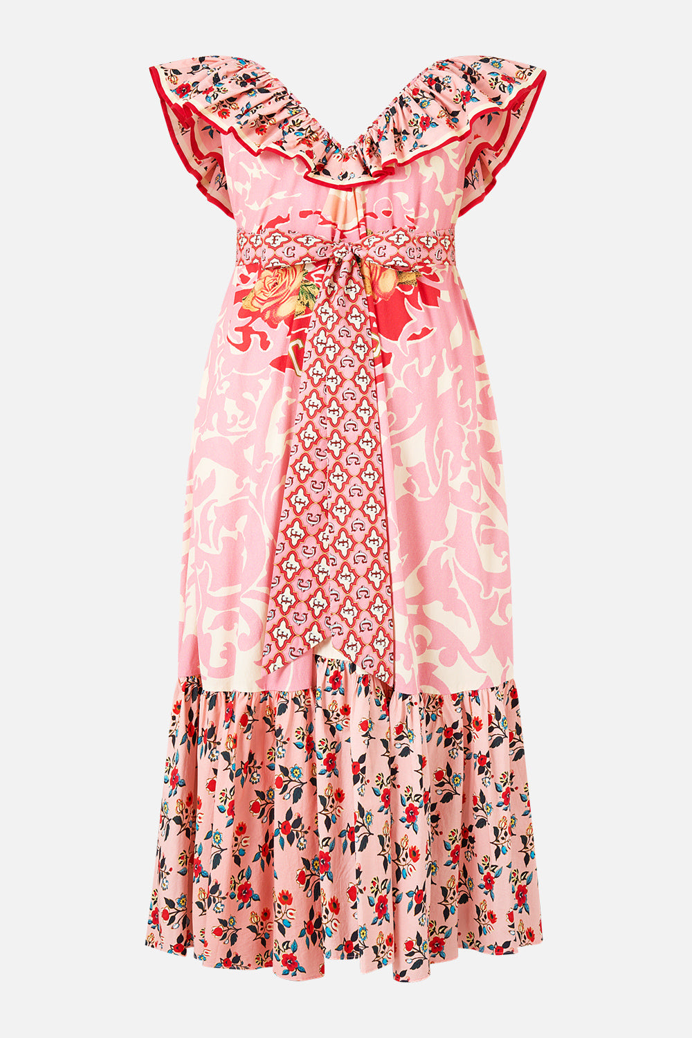 FRILL NECK DRESS WITH HARDWARE PINK PORTO