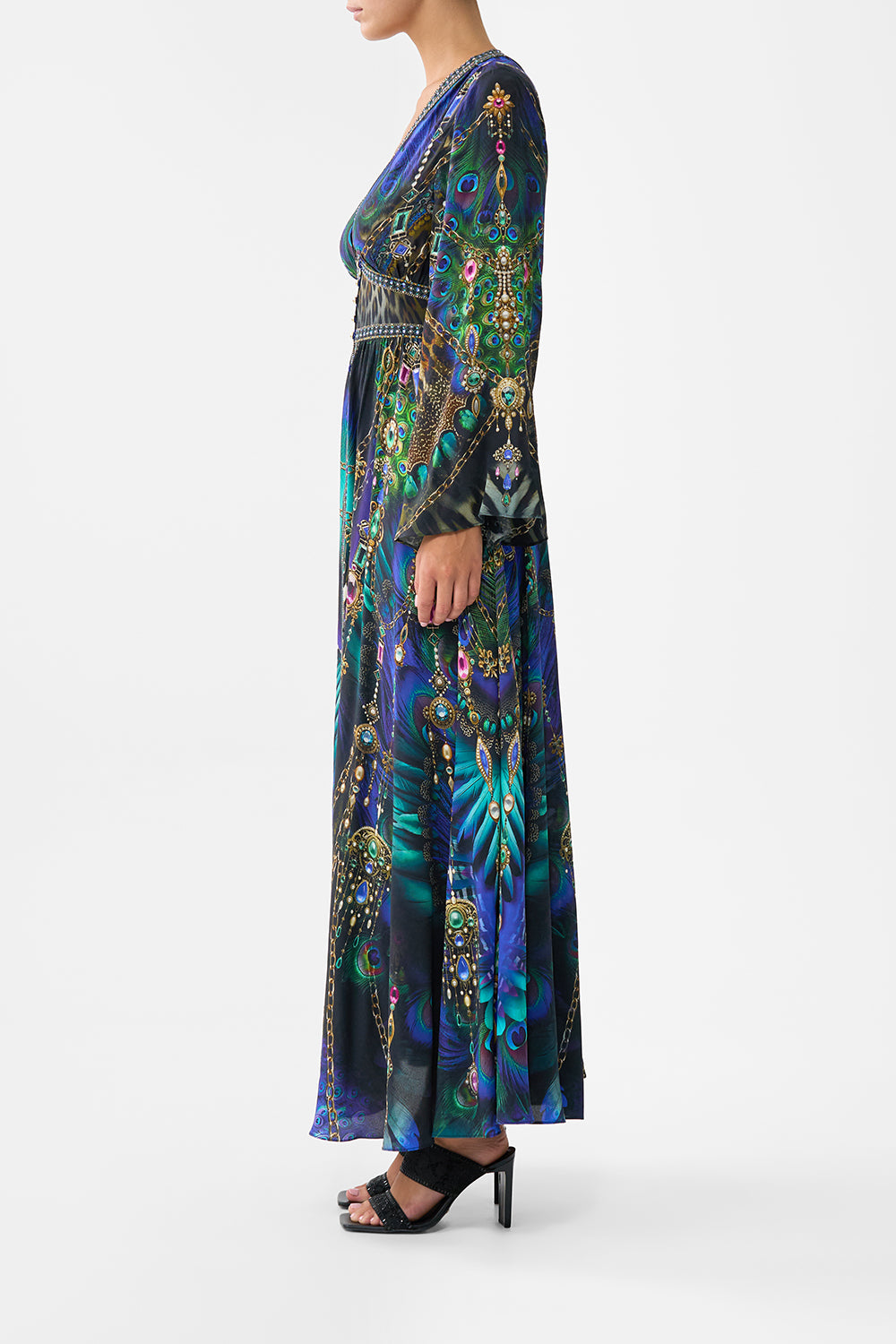 The CAMILLA Kimono Sleeve Dress With Shirring Detail in our Dominican Decadence print.