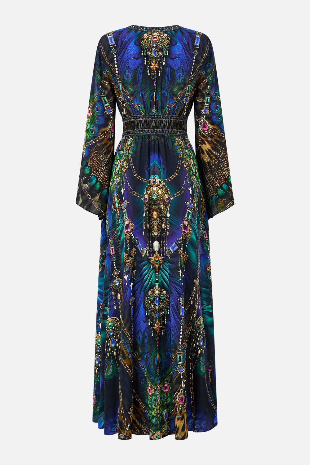 The CAMILLA Kimono Sleeve Dress With Shirring Detail in our Dominican Decadence print.