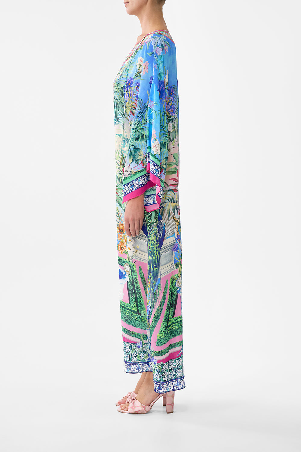 The CAMILLA V Neck Kaftan With Ties in our Spirit Of Santa Maria print.