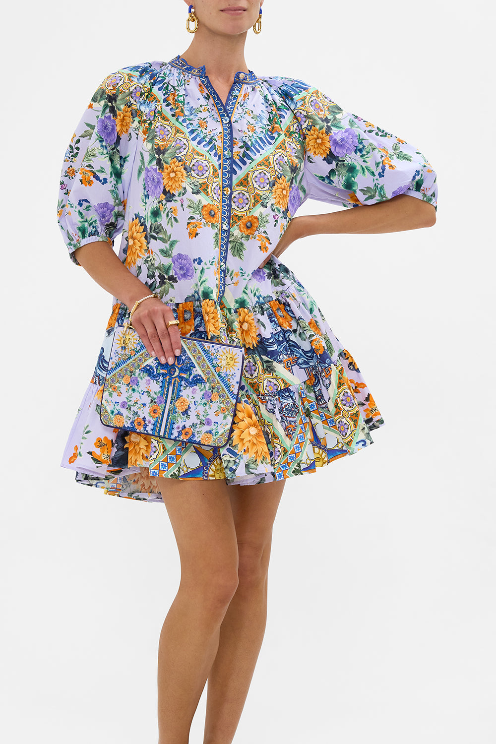 The CAMILLA Small Canvas Clutch in our Luscious In Lisbon print.