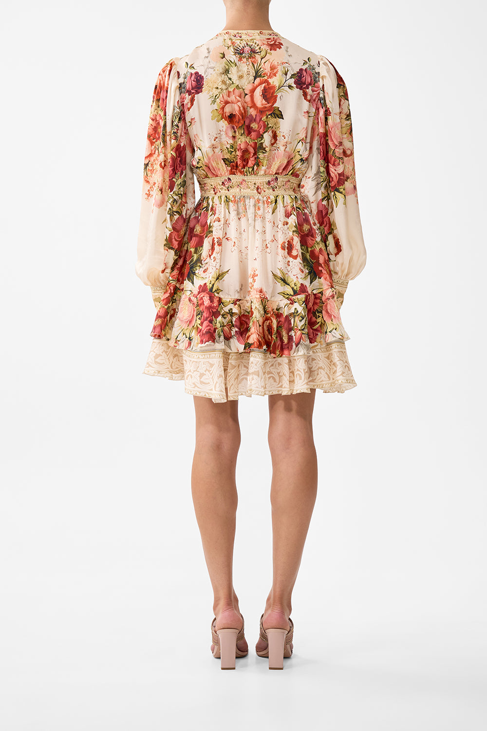 The CAMILLA Button Front Frill Dress in our Meet Me At The Majestic print.