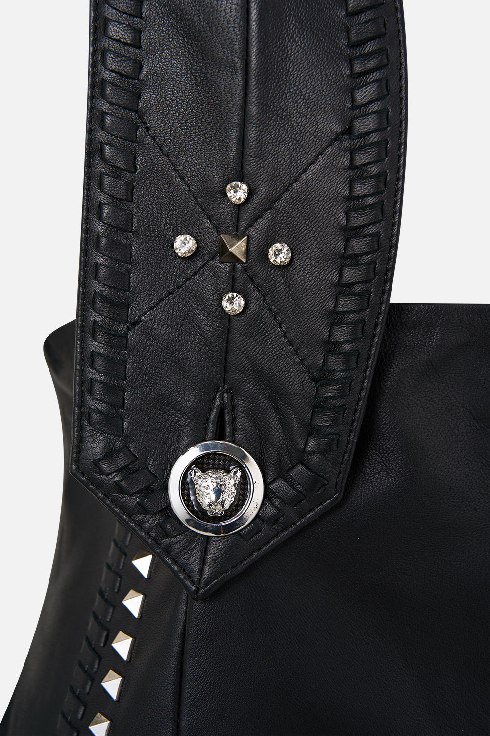 The CAMILLA Leather Pleated Wide Leg Jumpsuit in our Solid Black print.