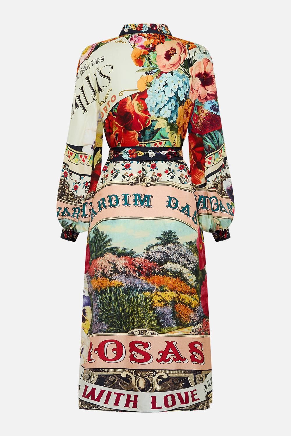 The CAMILLA High Low Midi Shirt Dress in our Aromatic Amor print.