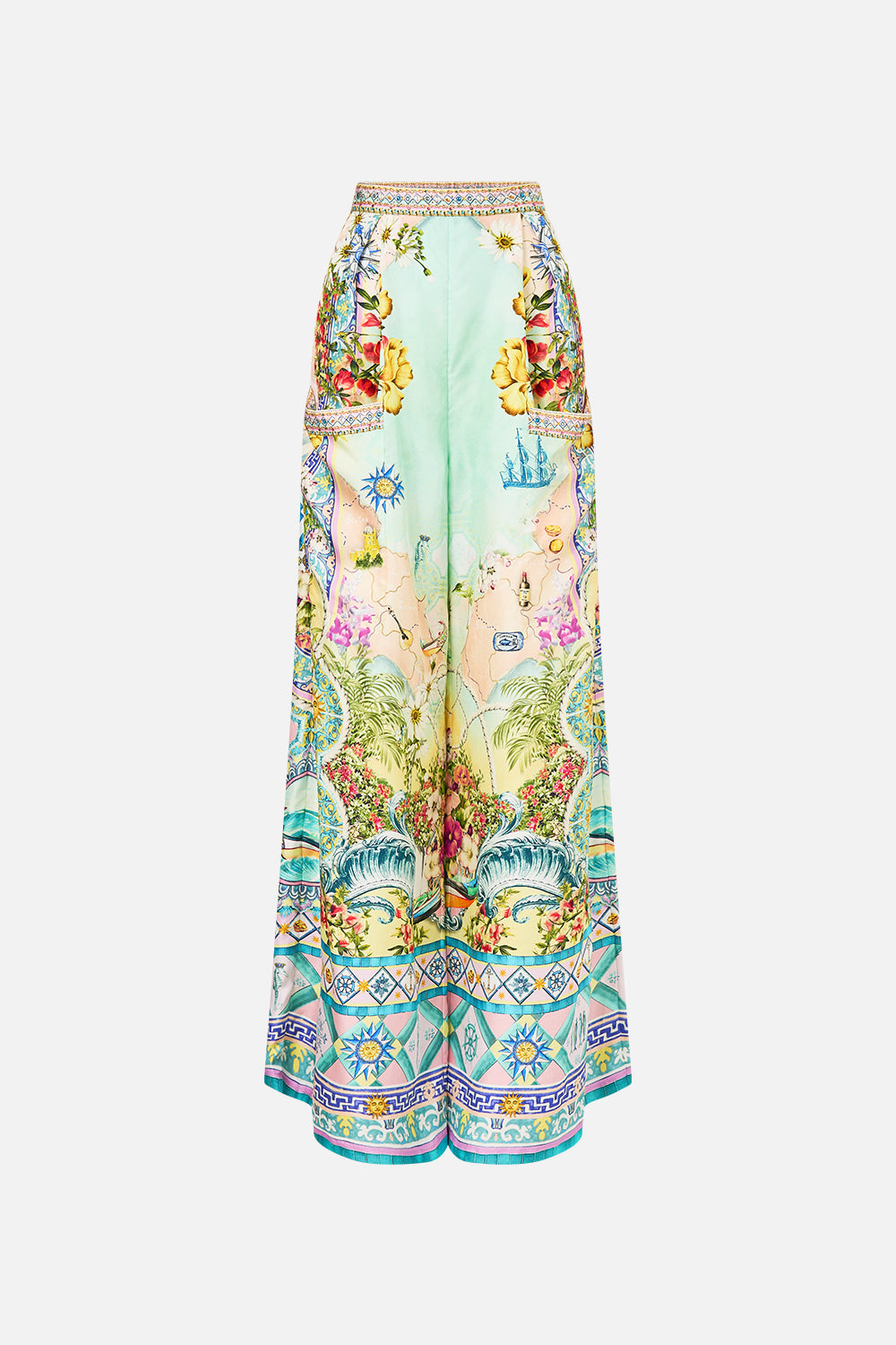 The CAMILLA Wide Leg Trouser With Front Pockets in our Just Coasting print.