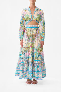 The CAMILLA High Waisted Tiered Skirt in our Just Coasting print.