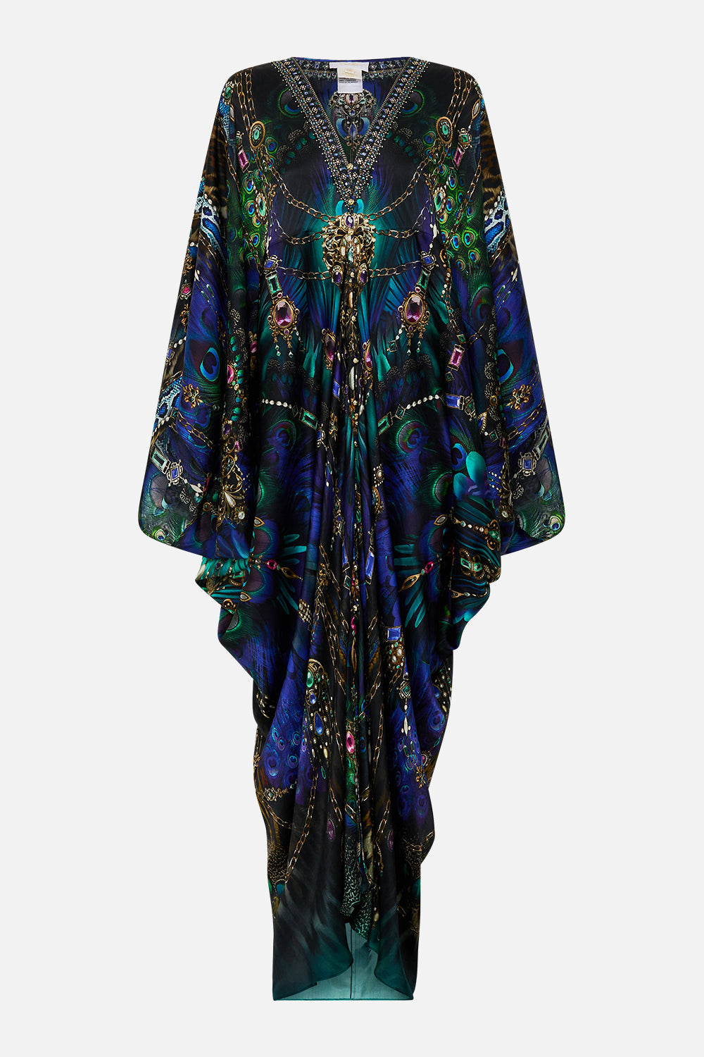 The CAMILLA Button Front T-Shape Kaftan in our Dominican Decadence print.