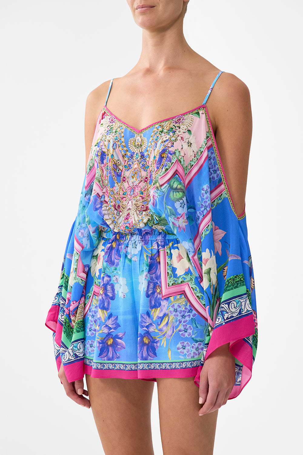 The CAMILLA Drop Shoulder Playsuit in our Spirit Of Santa Maria print.