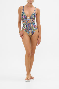 The CAMILLA High Tri One Piece With Front Trim in our Basked In Baroque print.
