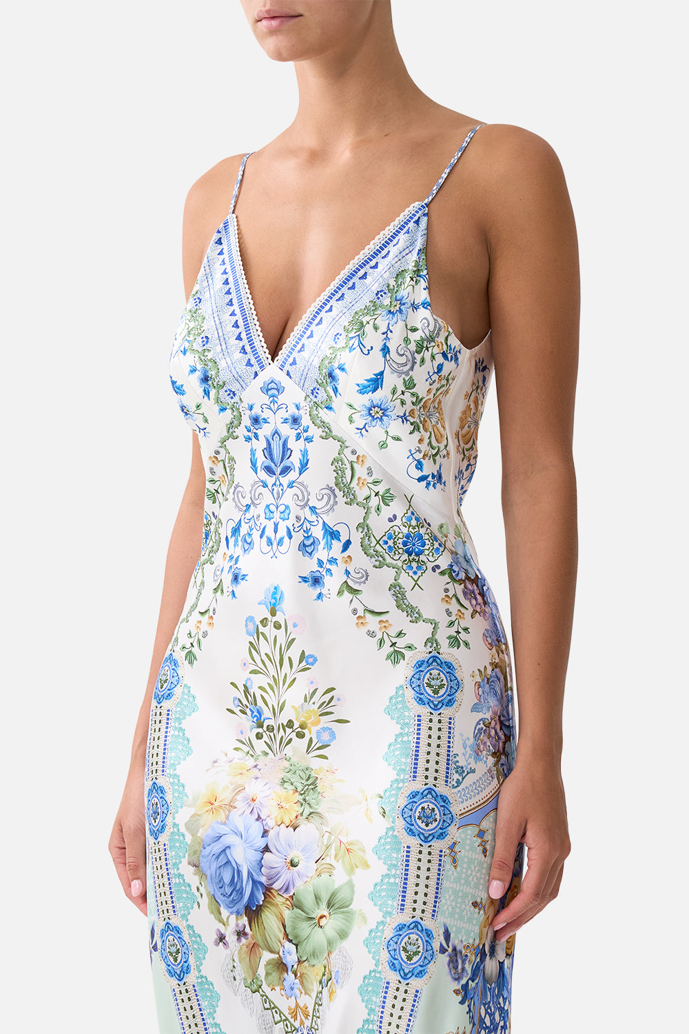 V NECK FULL LENGTH BIAS SLIP DRESS MY HOMESPUN HEART