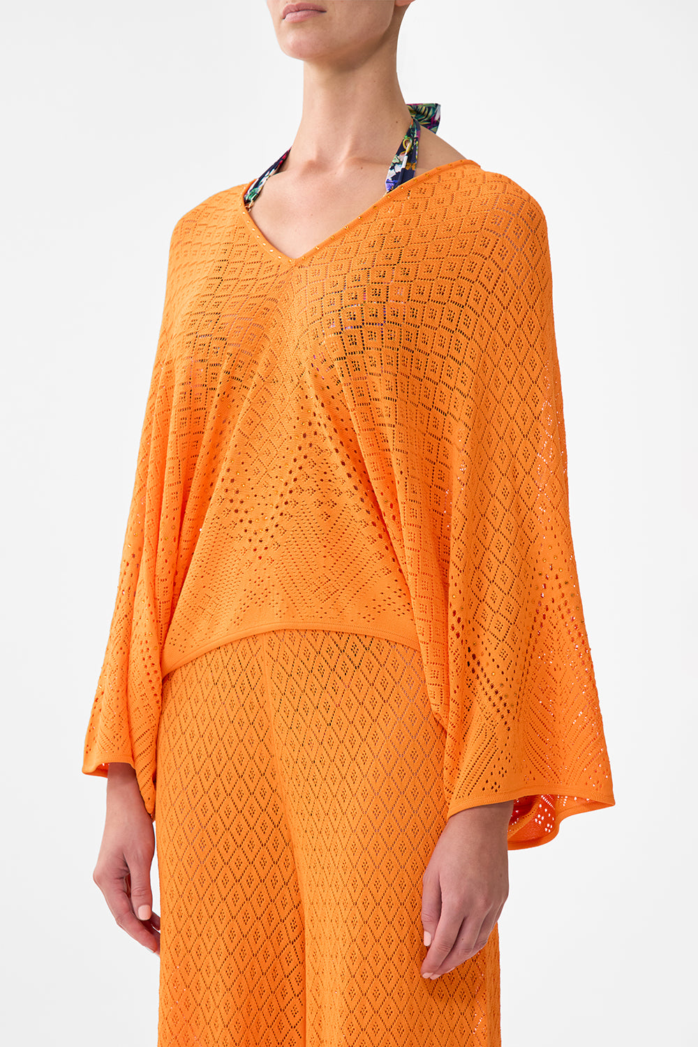 The CAMILLA Relaxed V Neck Knit Top in our Basked In Baroque print.