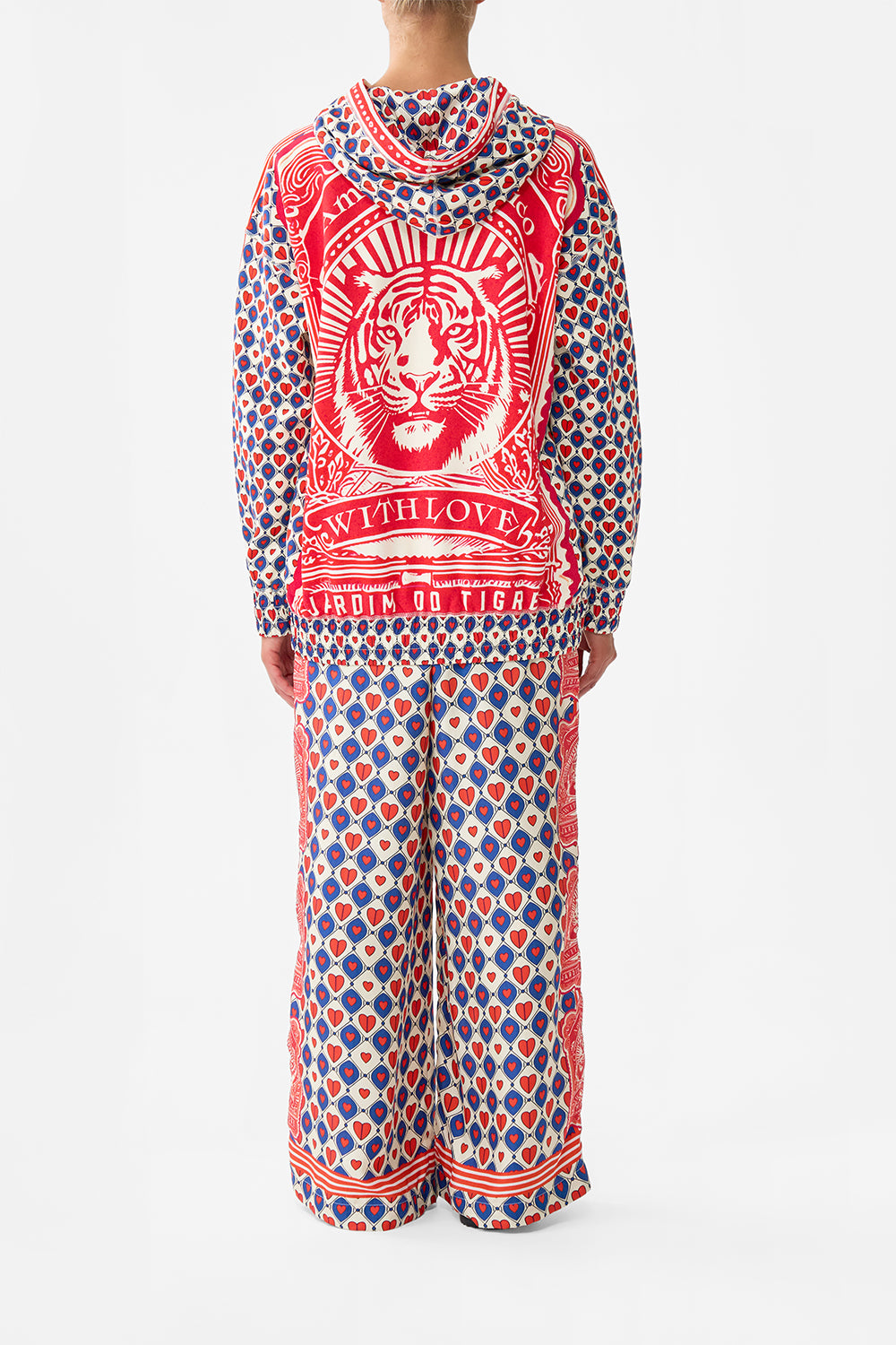 The CAMILLA Silk Band Oversized Hoodie With Pockets in our Rinse & Roar print.