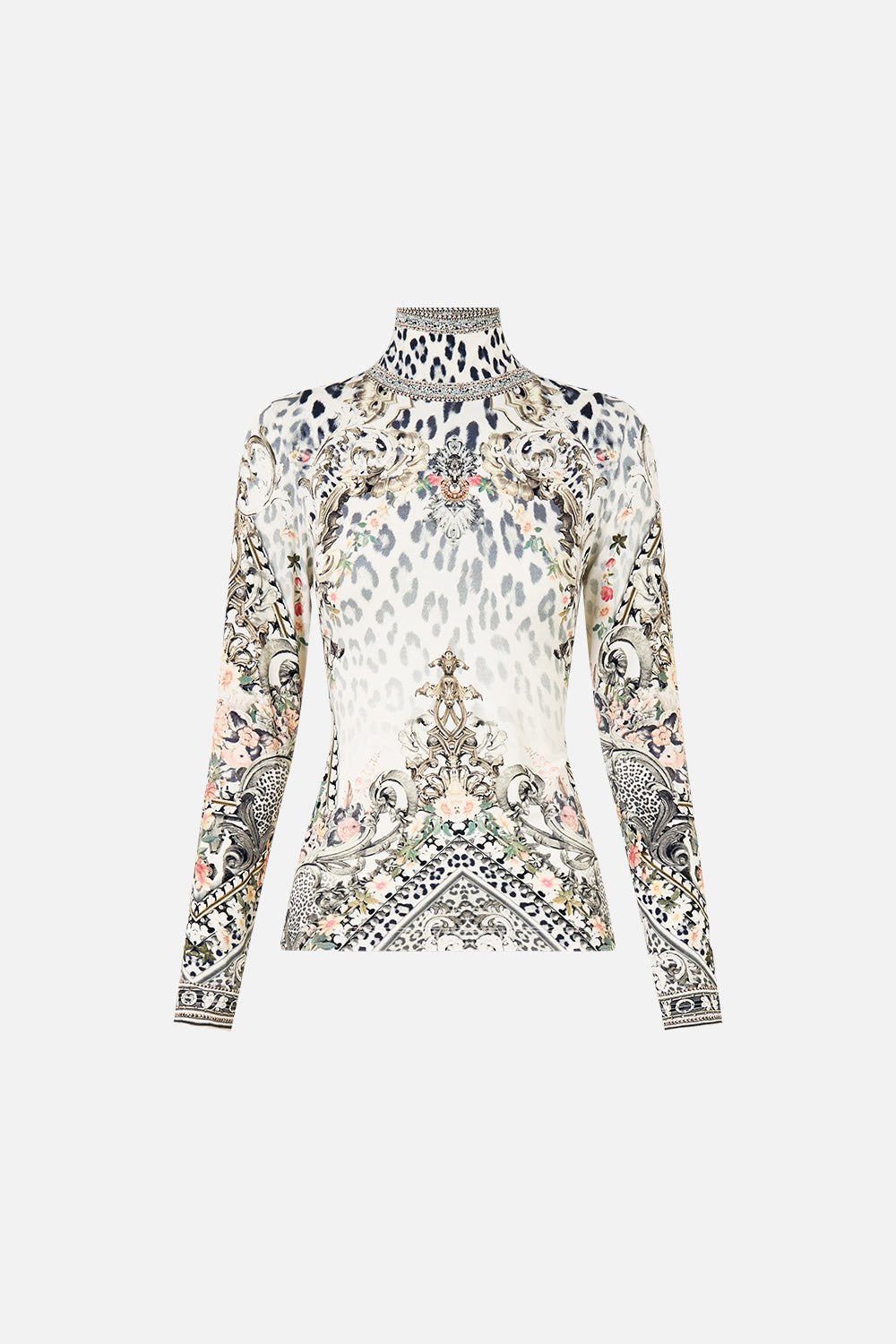 The CAMILLA Jersey Turtleneck in our Marble Heaven print.