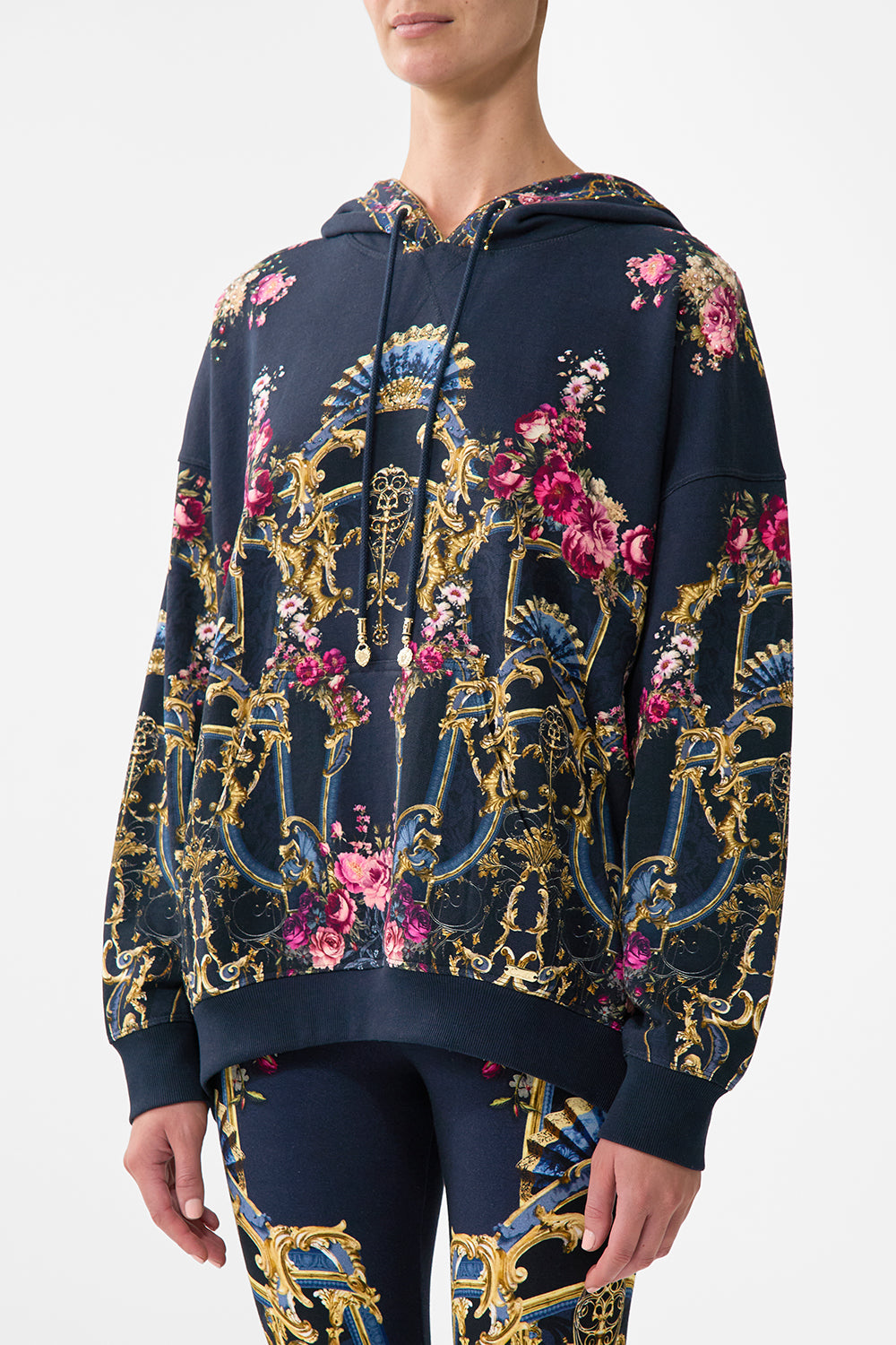 The CAMILLA Oversize Boyfriend Hoodie in our Ornate On A Plate print.