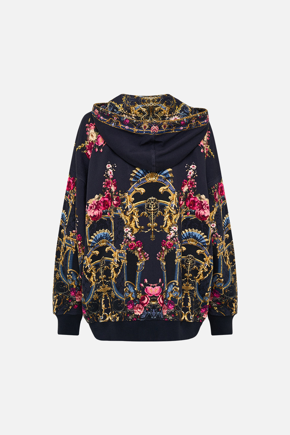 The CAMILLA Oversize Boyfriend Hoodie in our Ornate On A Plate print.