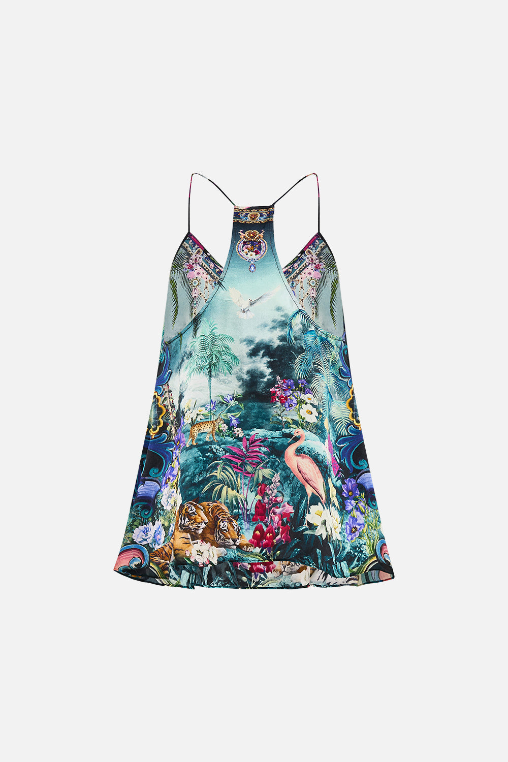 The CAMILLA T Back Shoestring Top in our Basked In Baroque print.