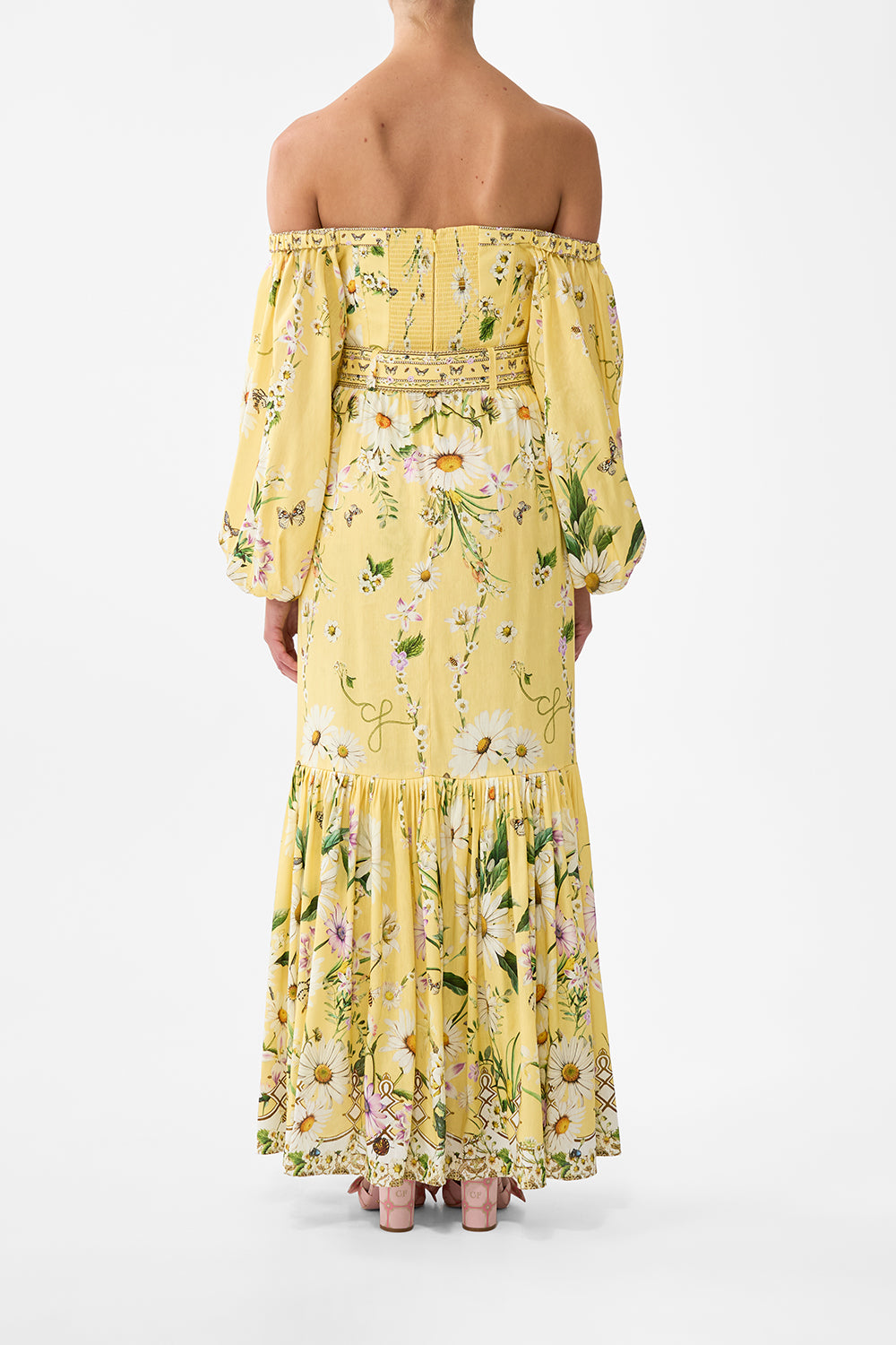 The CAMILLA Puff Sleeve Corset Dress in our Daisy Chains print.